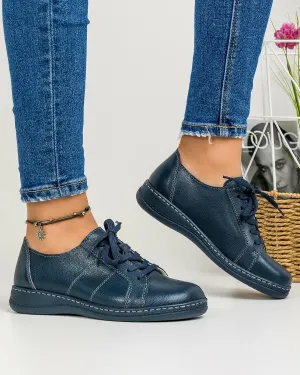 Pantofi Din Piele Naturala Casual Bleumarin AP-2111