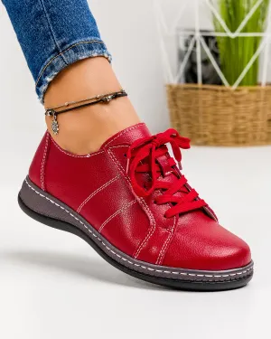 Outlet - Ultimele Marimi - Pantofi Din Piele Naturala Rosii Casual AP-2111