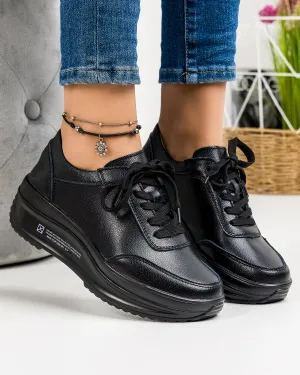 Pantofi Piele Naturala Casual Dama Negri AW376