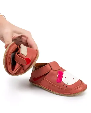Incaltaminte Copii - Pantofi primii pasi roz inchis cu forma pisicuta PCC11