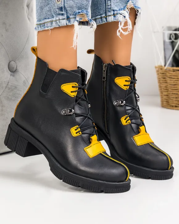 Ghete Dama Piele Naturala Negre IC145A