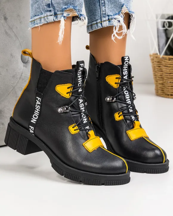 Ghete Dama Piele Naturala Negre IC145B