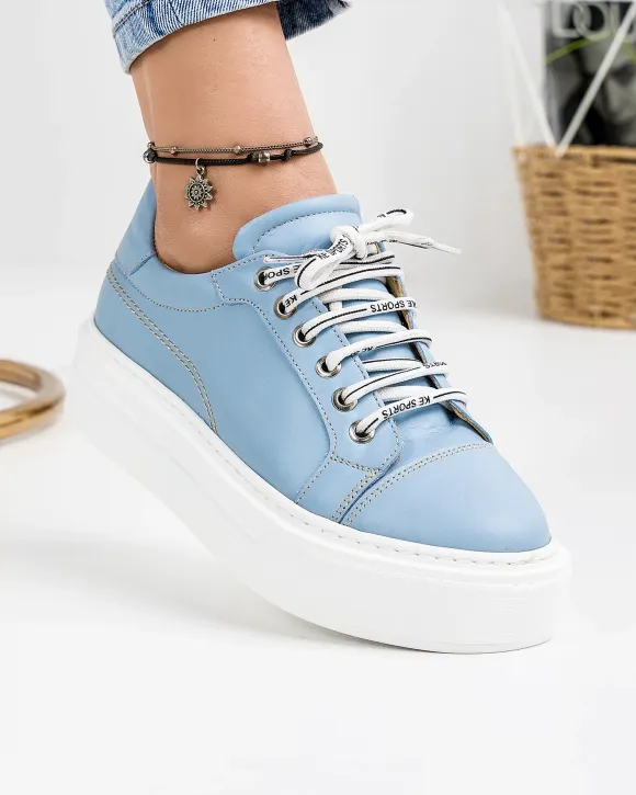 Pantofi Casual Piele Naturala Albastri IN504