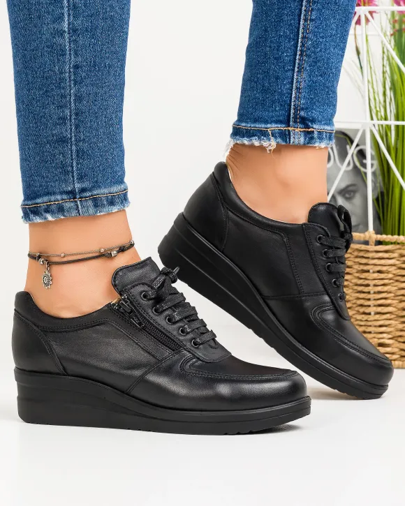 Pantofi Casual Piele Naturala Negri MIO150