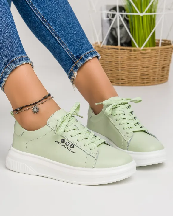 Pantofi Casual Piele Naturala Verzi AW395