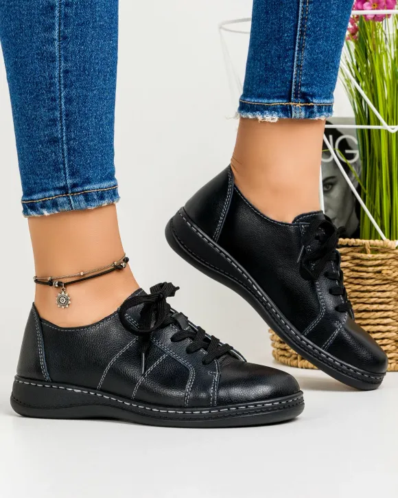 Pantofi Negri Casual Din Piele Naturala AP-2111