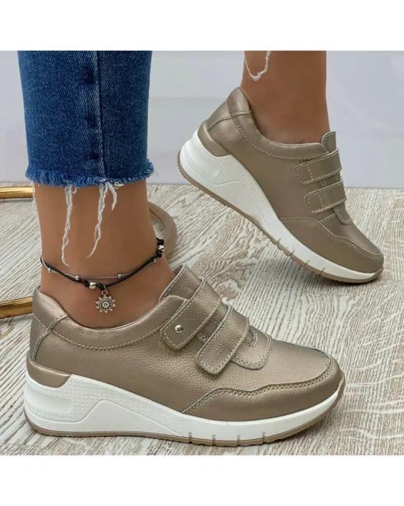 Pantofi Piele Naturala Alina - Gold