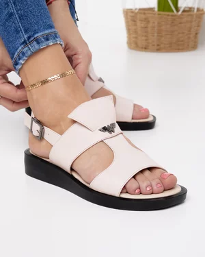 Sandale Cu Accesoriu Metalic Piele Naturala Roz EPN614085