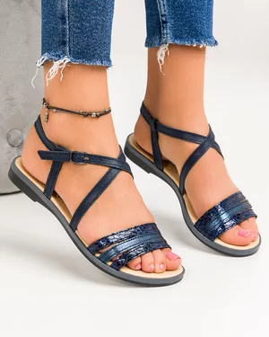 Sandale Dama Piele Naturala Bleumarin 915