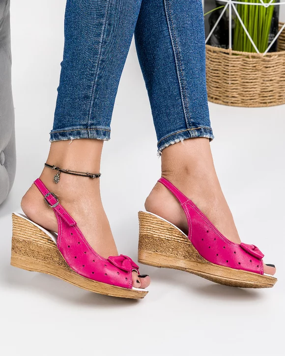 Sandale Dama Piele Naturala Fucsia IN175