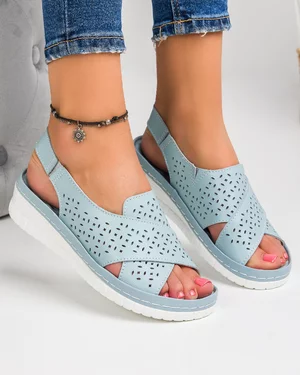 Sandale Piele Naturala Dama Albastre AW398
