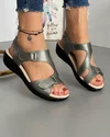 Sandale Piele Naturala Melina Gri Metalic 1