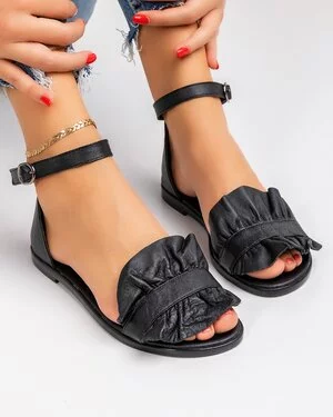 Sandale Piele Naturala Negre EPN888