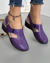 Sandale Piele Naturala Perforate Mov Cu Bareta Elastica JY35818 3