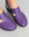 Sandale Piele Naturala Perforate Mov Cu Bareta Elastica JY35818 4