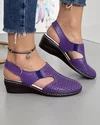 Sandale Piele Naturala Perforate Mov Cu Bareta Elastica JY35818 2
