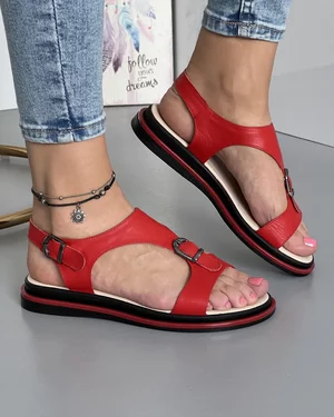 Sandale Piele Naturala Rosii EPN616