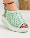 Sandale Piele Naturala Verzi Cu Model Floral Si Scai PL-035 3