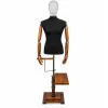 Bust manechin croitorie barbat cu cap cromat, maini lemn si  suport de pantaloni si incaltaminte picture - 1
