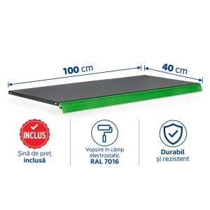 Bază metalică pentru rafturi metalice – 100 x 40 cm, Antracit