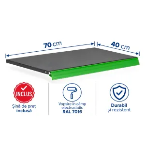 Bază metalică pentru rafturi metalice – 70 x 40 cm, Antracit