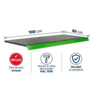 Bază metalică pentru rafturi metalice – 100 x 50 cm, Antracit
