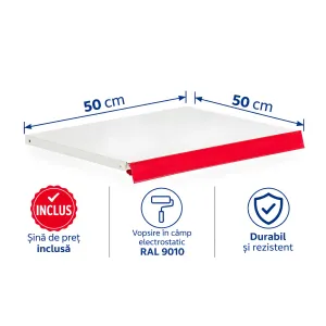 Bază metalică pentru rafturi metalice – 50 x 50 cm, Alb
