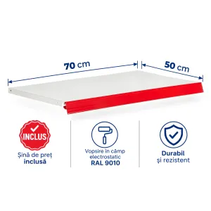 Bază metalică pentru rafturi metalice – 70 x 50 cm, Alb