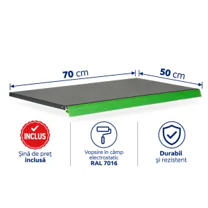 Bază metalică pentru rafturi metalice – 70 x 50 cm, Antracit
