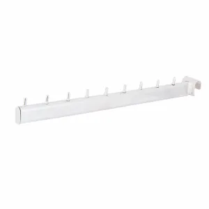 Expozitor metalic drept cu 9 pini pentru bara ovala 15 × 30 mm – 40 cm, cromat