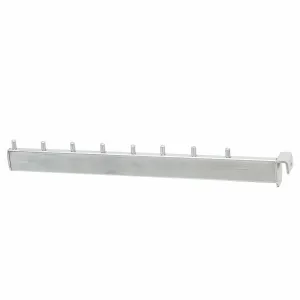 Expozitor metalic drept cu 9 pini pentru bara AB1 rectangulara 15 × 30 mm – Lungime 40 cm, cromat