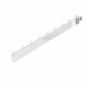 Expozitor metalic inclinat cu 9 pini pentru bara AB1 rectangulara 15 × 30 mm – Lungime 40 cm, cromat