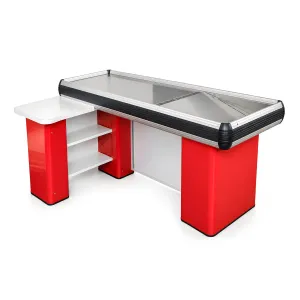 Masa pentru casa de marcat 160 cm, Alb-roşu, Rama din aluminium