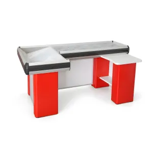 Masa pentru casa de marcat 180 cm stanga, Alb-roşu, Rama din aluminium