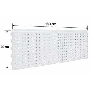 Panou spate metal perforat, 100x30 cm, Alb