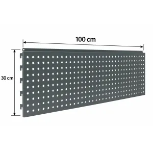 Panou spate metal perforat 100x30 cm, Gri antracit