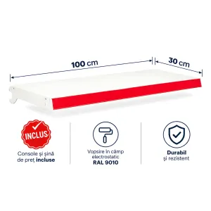 Poliță suplimentară 100×30 cm pentru rafturi metalice de magazin