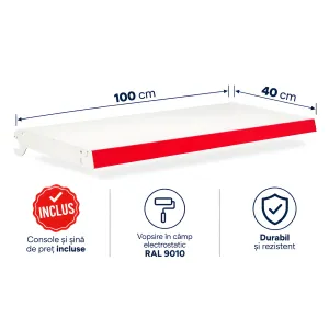 Poliță suplimentară 100×40 cm pentru rafturi metalice de magazin