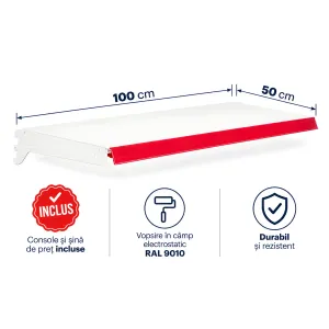 Poliță suplimentară 100×50 cm pentru rafturi metalice de magazin