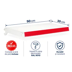 Poliță suplimentară 50×30 cm pentru rafturi metalice de magazin