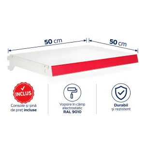 Poliță suplimentară 50×50 cm pentru rafturi metalice de magazin