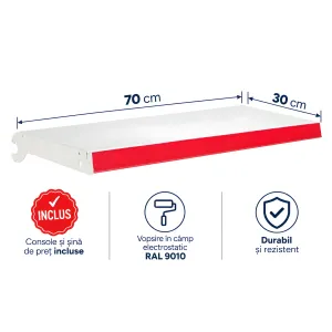Poliță suplimentară 70×30 cm pentru rafturi metalice de magazin