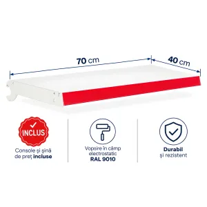 Poliță suplimentară 70×40 cm pentru rafturi metalice de magazin