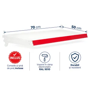 Poliță suplimentară 70×50 cm pentru rafturi metalice de magazin