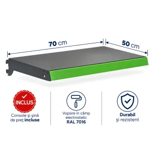 Poliță suplimentară 70×50 cm pentru rafturi metalice de magazin, Antracit