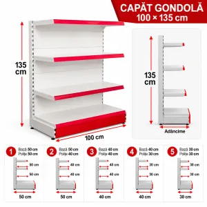 Raft metalic capăt gondolă H135 x L100 cm pentru Magazin