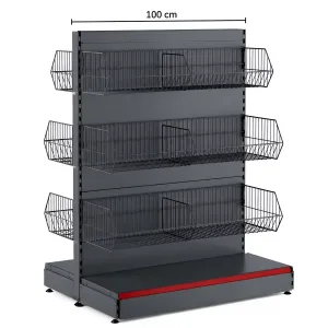 Raft metalic de mijloc cu 6 coșuri – 100 cm, Antracit
