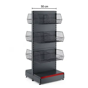 Raft metalic de mijloc cu 6 coșuri – 50 cm, Antracit