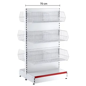 Raft metalic de mijloc cu 6 coșuri – 70 cm