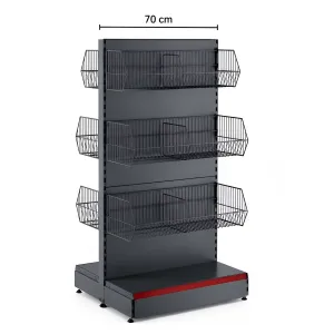 Raft metalic de mijloc cu 6 coșuri – 70 cm, Antracit